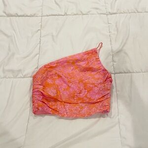 Zara Pink and Orange Linen Blend Crop Top
